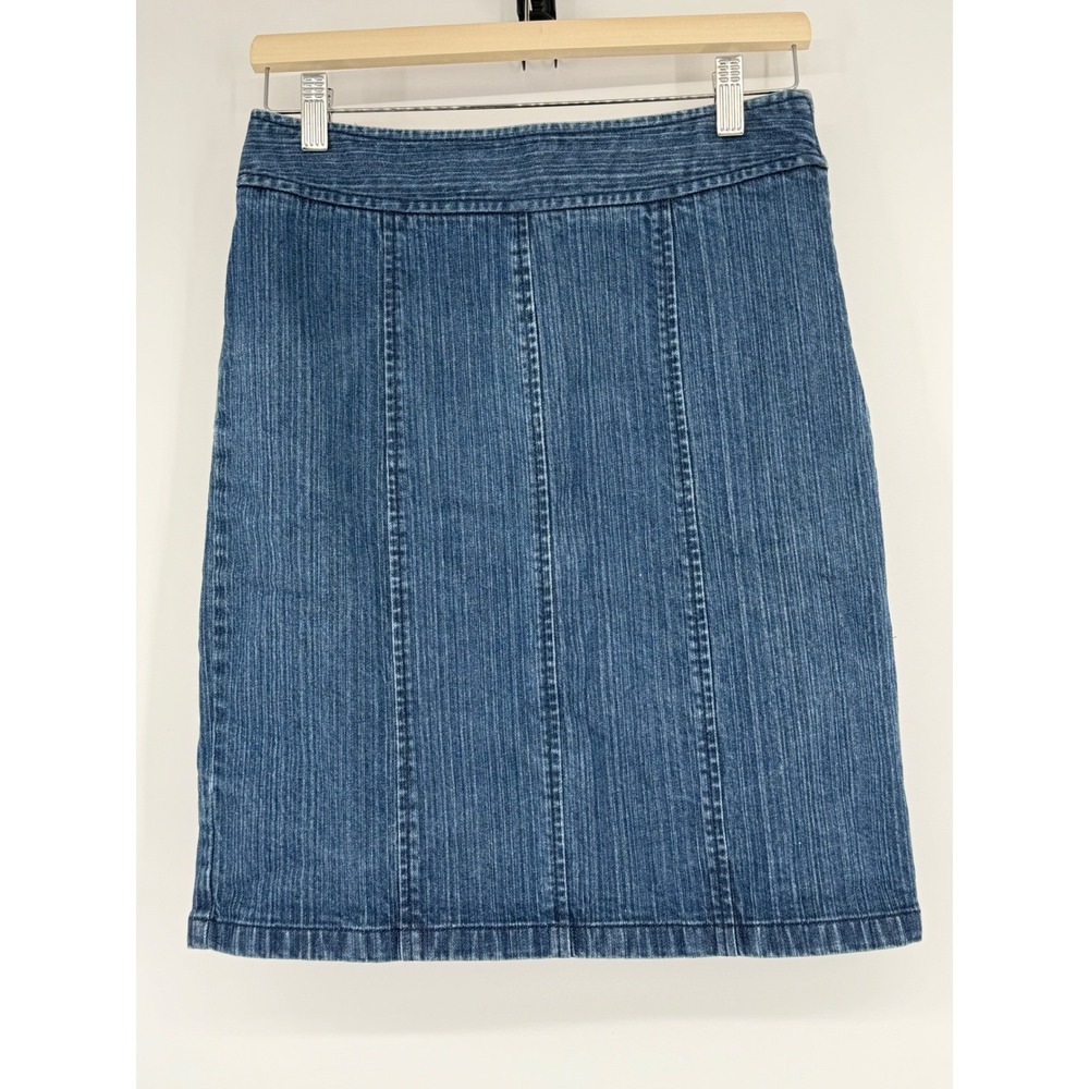 Ann Taylor Womens 4P Denim Skirt Blue Wash Jean Style Panel A Line Casual Career